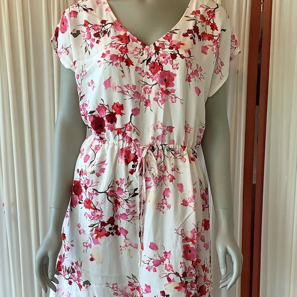 Magnolia Boutique Dresses & Skirts - Magnolia Boutique Lined Sundress Cinched Waist V-Neck Rose Pattern NWT Small